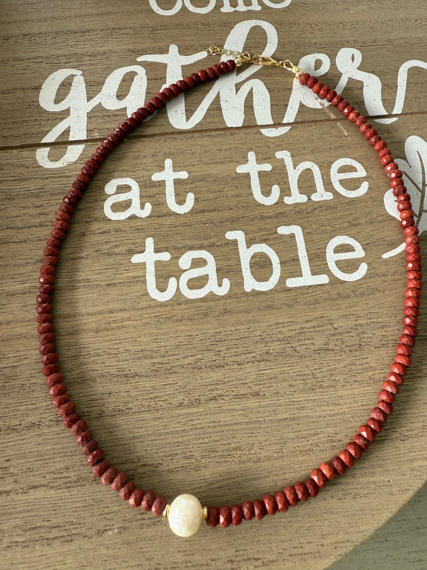 Brown fall necklace with freshwater pearl