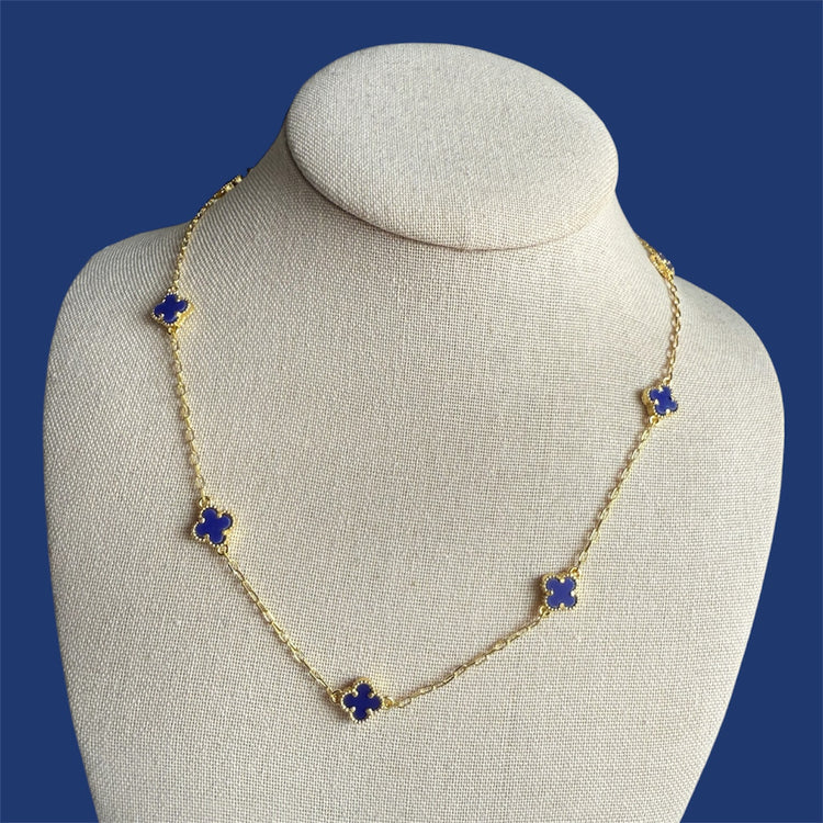 Blue clover necklace