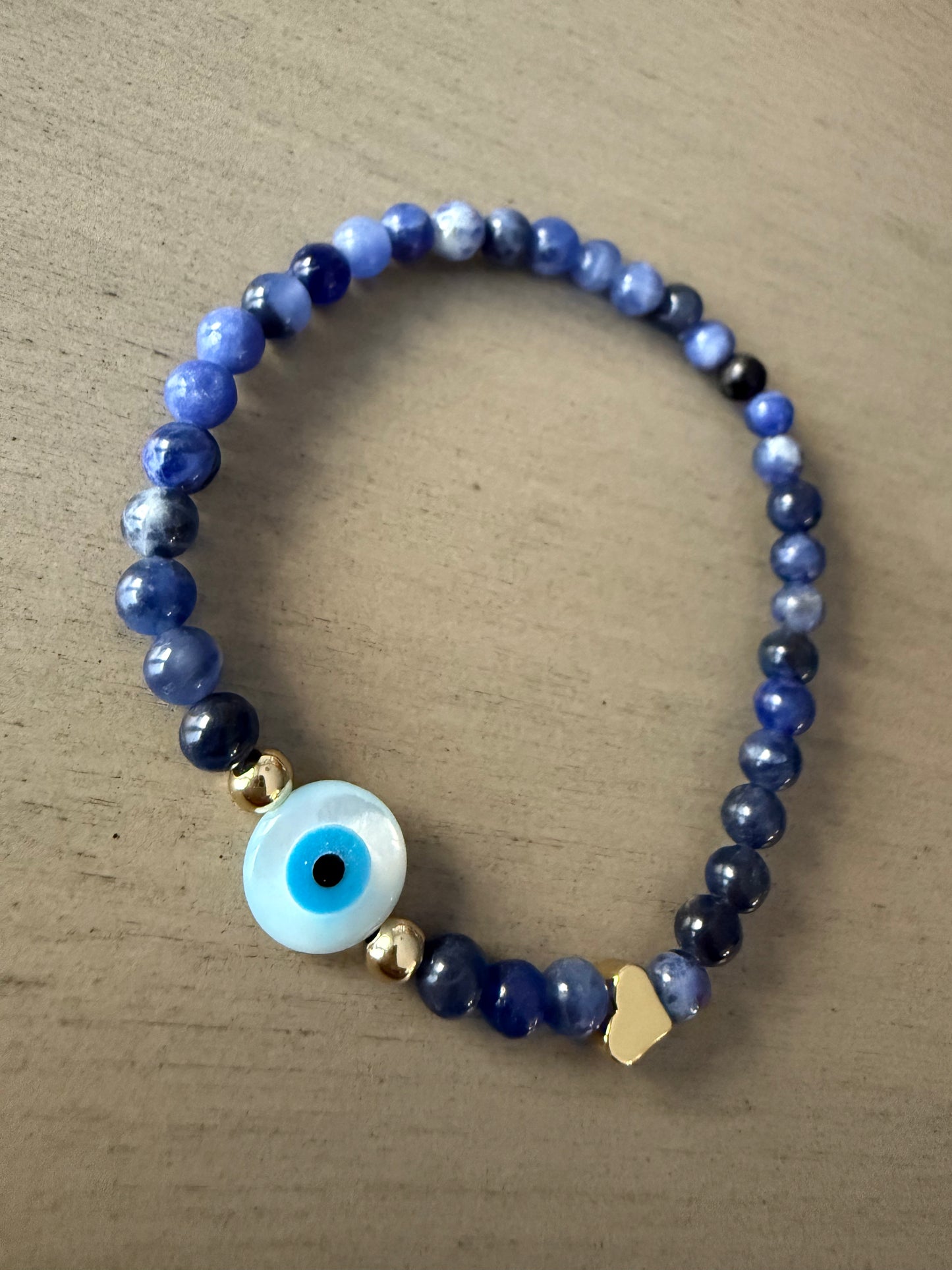 Blue Sodalite Evil Eye Bracelet – Protection & Positive Energy