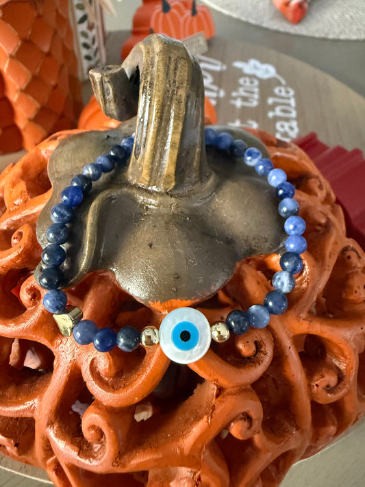 Blue Sodalite Evil Eye Bracelet – Protection & Positive Energy