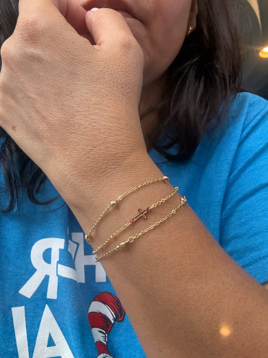 Triple Layer Gold Cross Bracelet