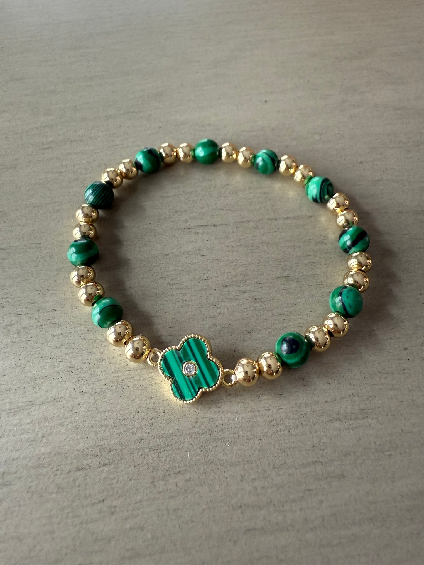 Malachite clover bracelet