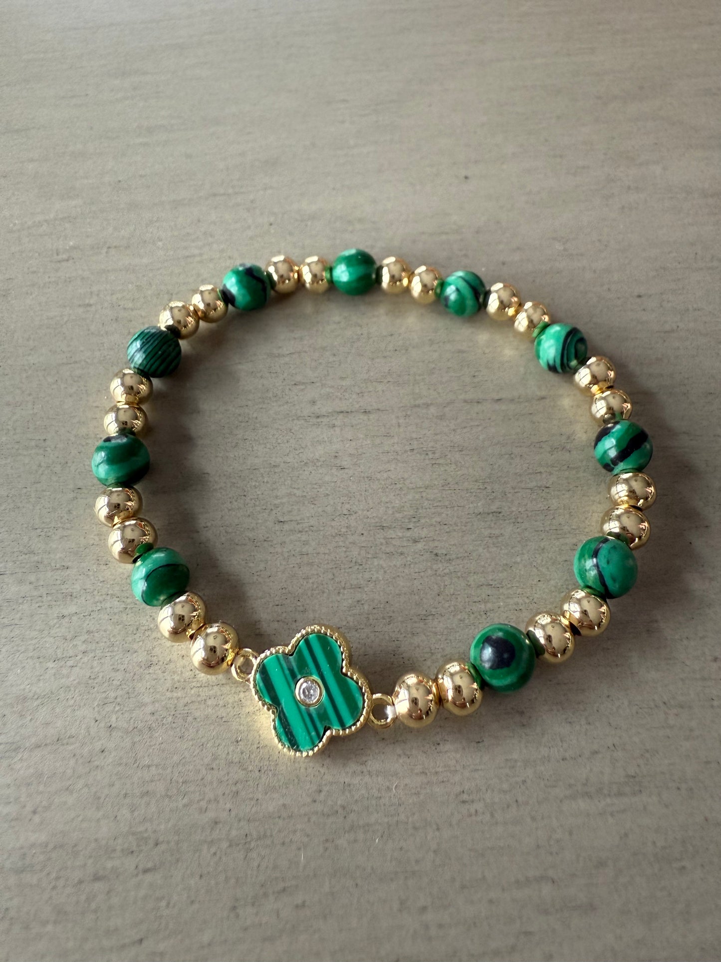 Malachite clover bracelet