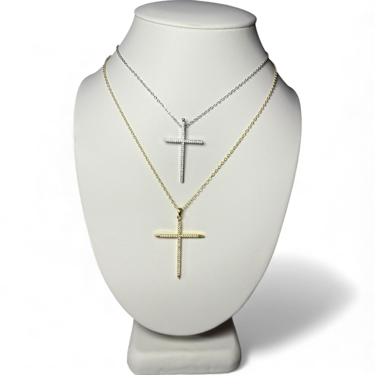 Gold and silver cross necklace