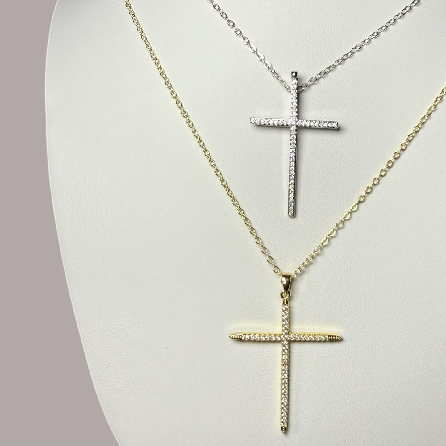 Gold and silver cross necklace
