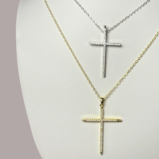 Gold and silver cross necklace