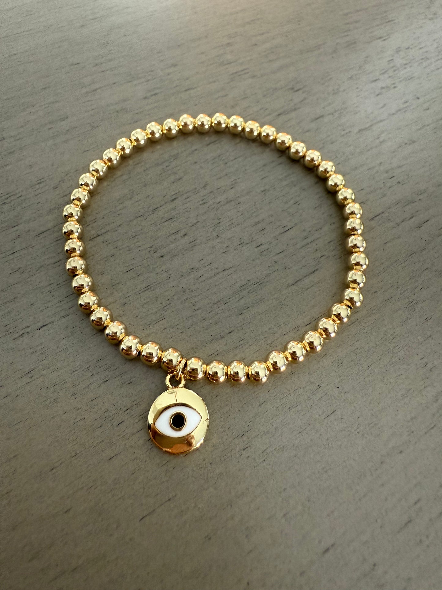 Gold Evil Eye Beaded Bracelet