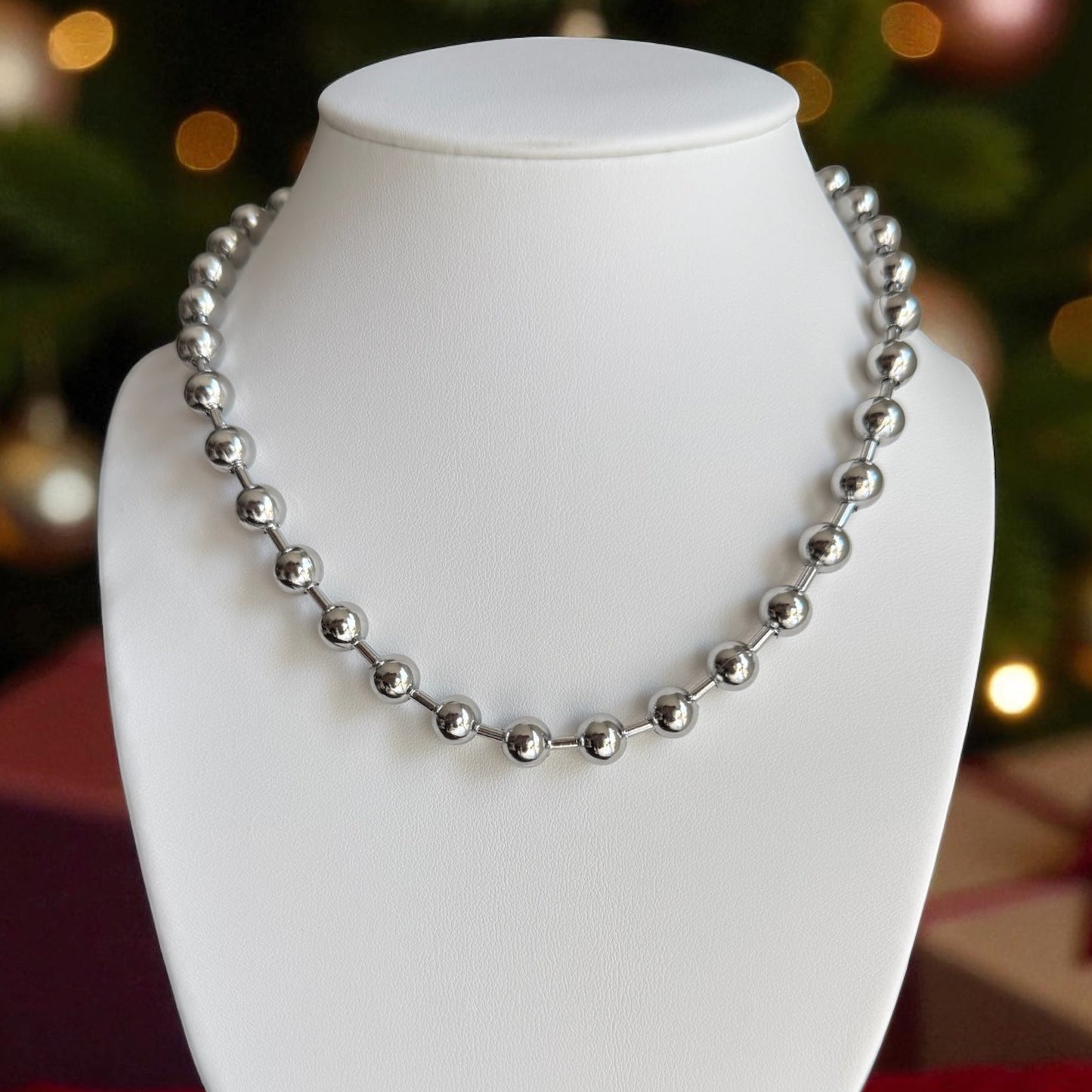 Silver Luxe Ball Bead Necklace
