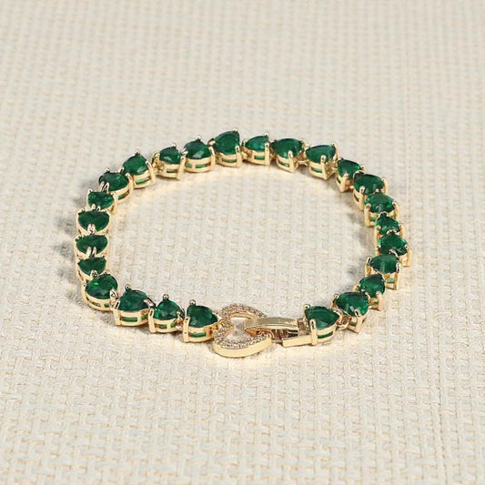 Emerald Heart Vibes Tennis Bracelet