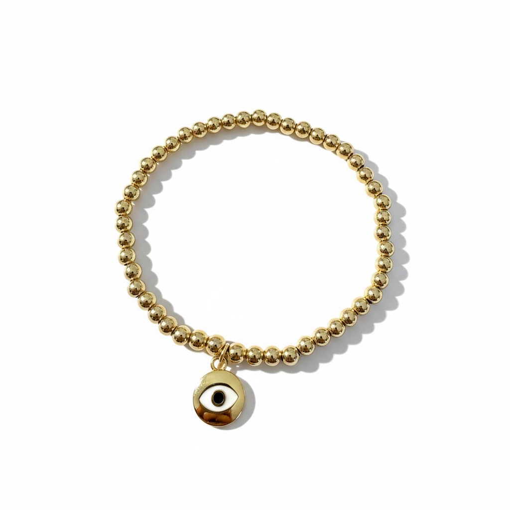 Gold Evil Eye Beaded Bracelet