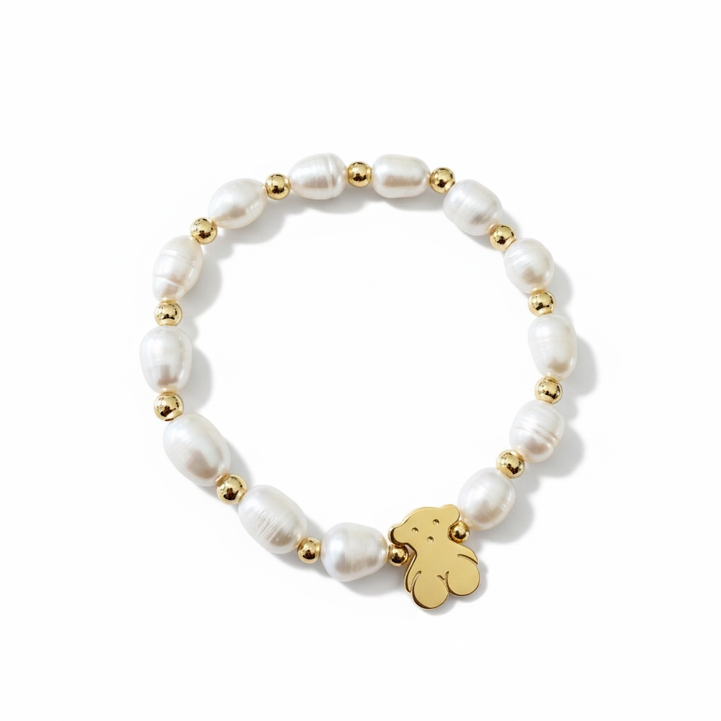 Gold teddy bear charm bracelet