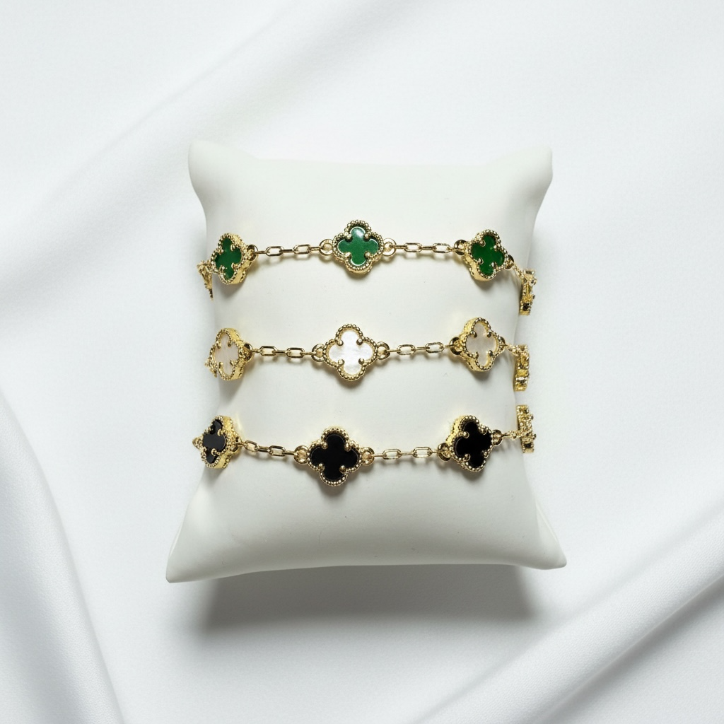 Golden Clover Mother of Pearl Bracelet