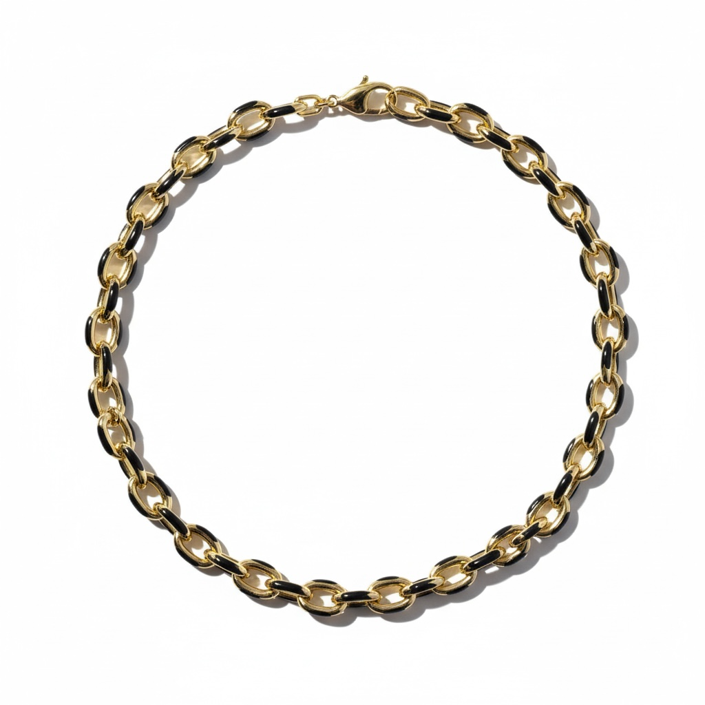 Gold and black necklace chain