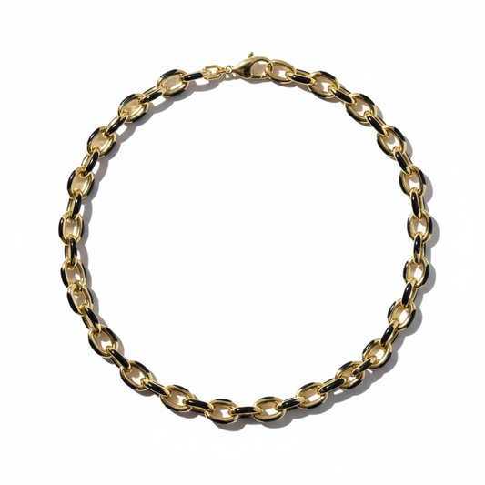 Gold and black necklace chain