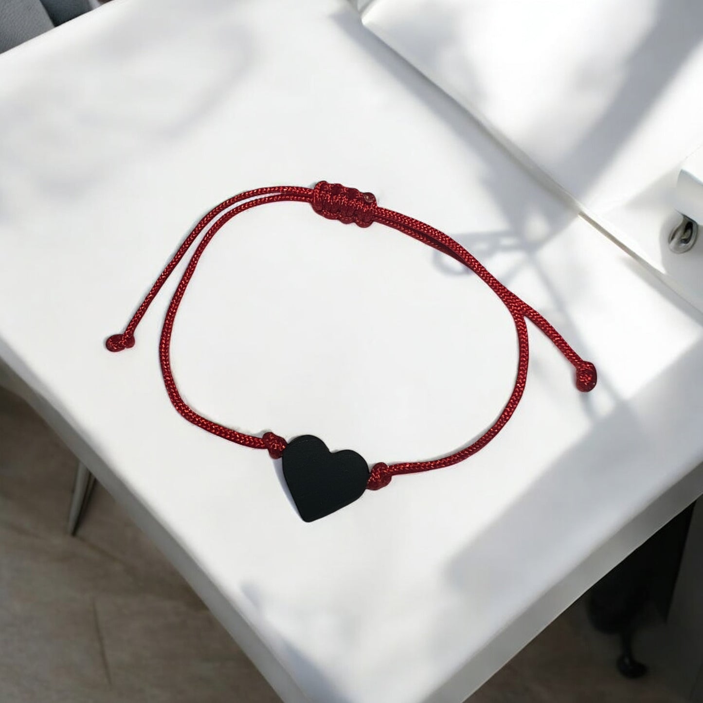 Heart azabache red cord