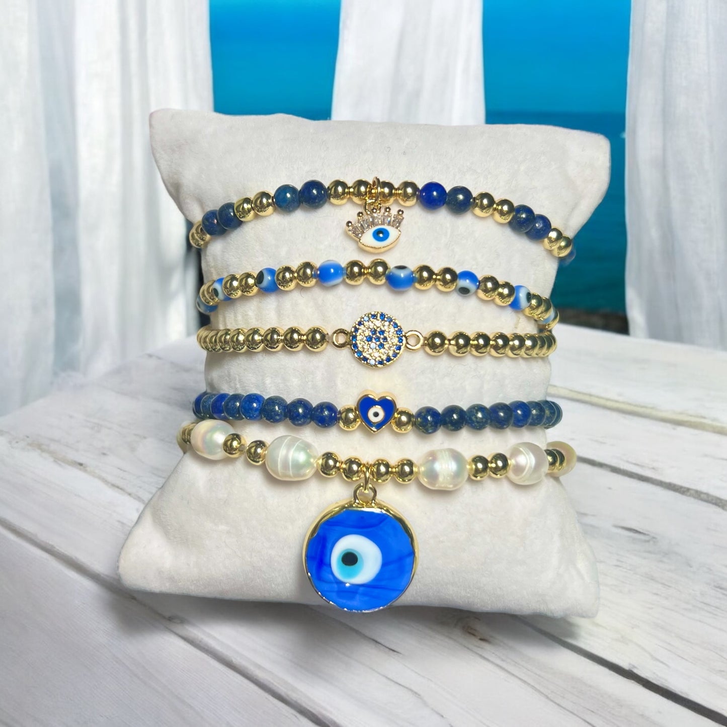 Evil eye stack of bracelets