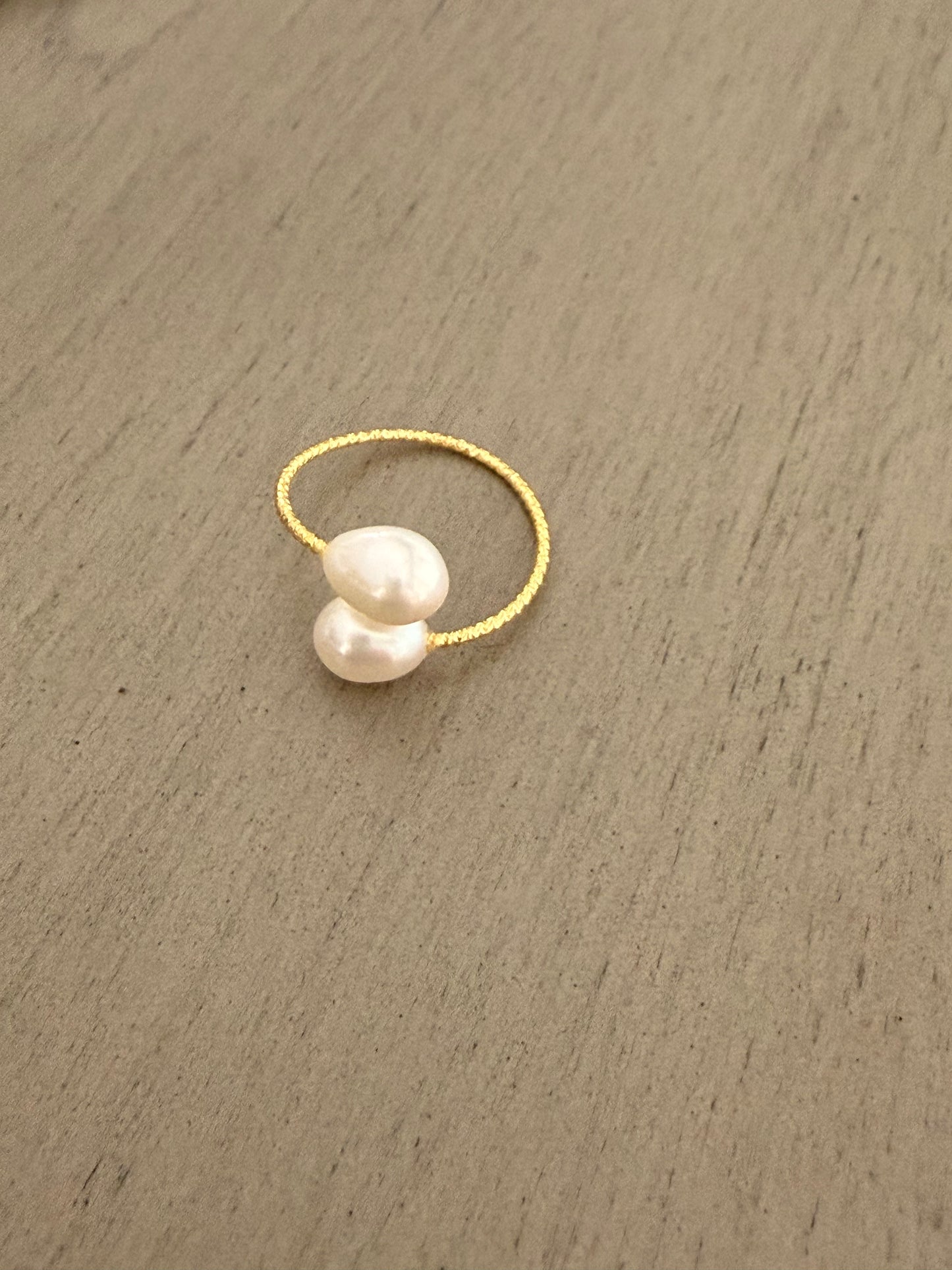 Golden  Double Pearl Ring