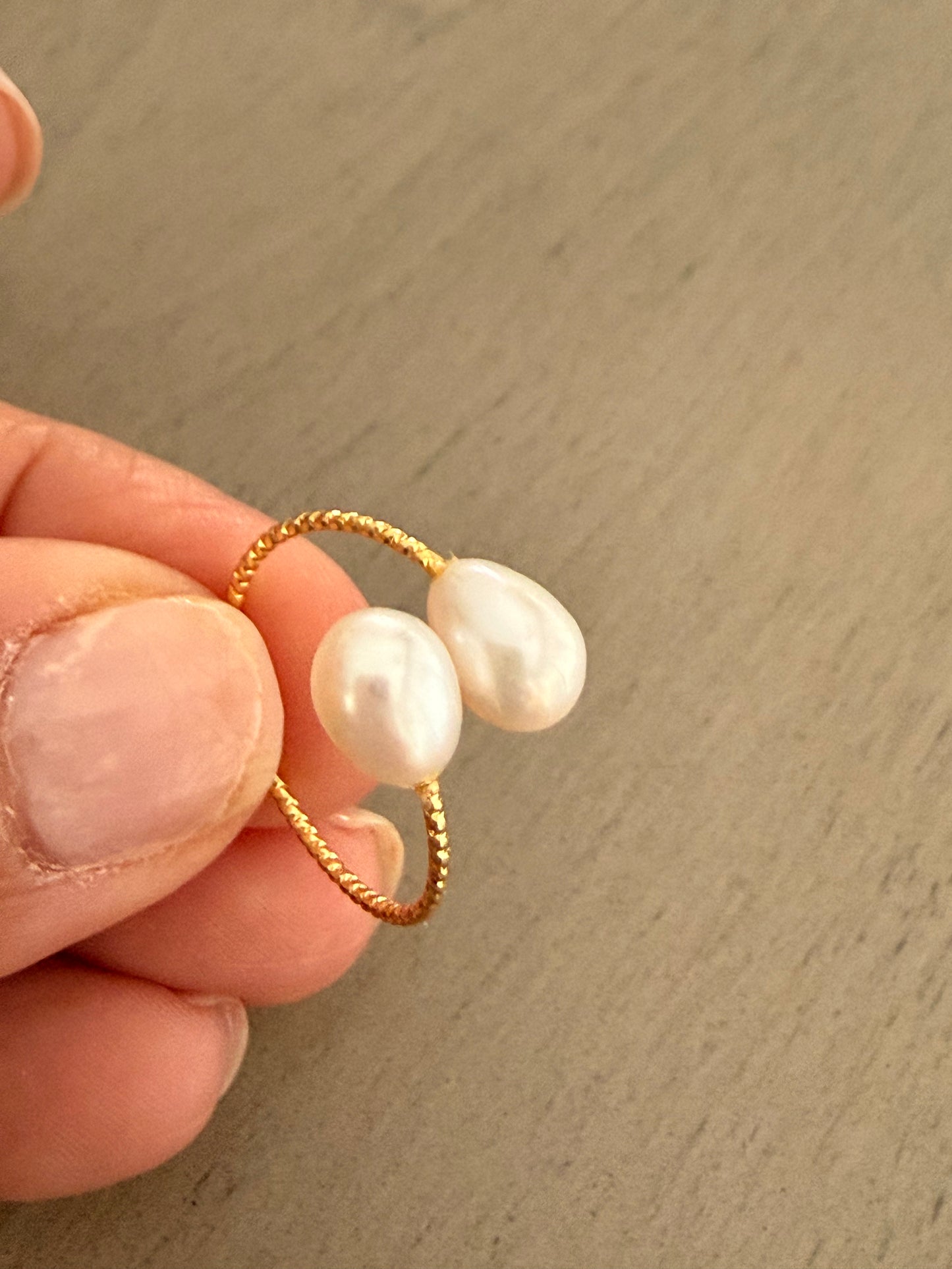 Golden  Double Pearl Ring