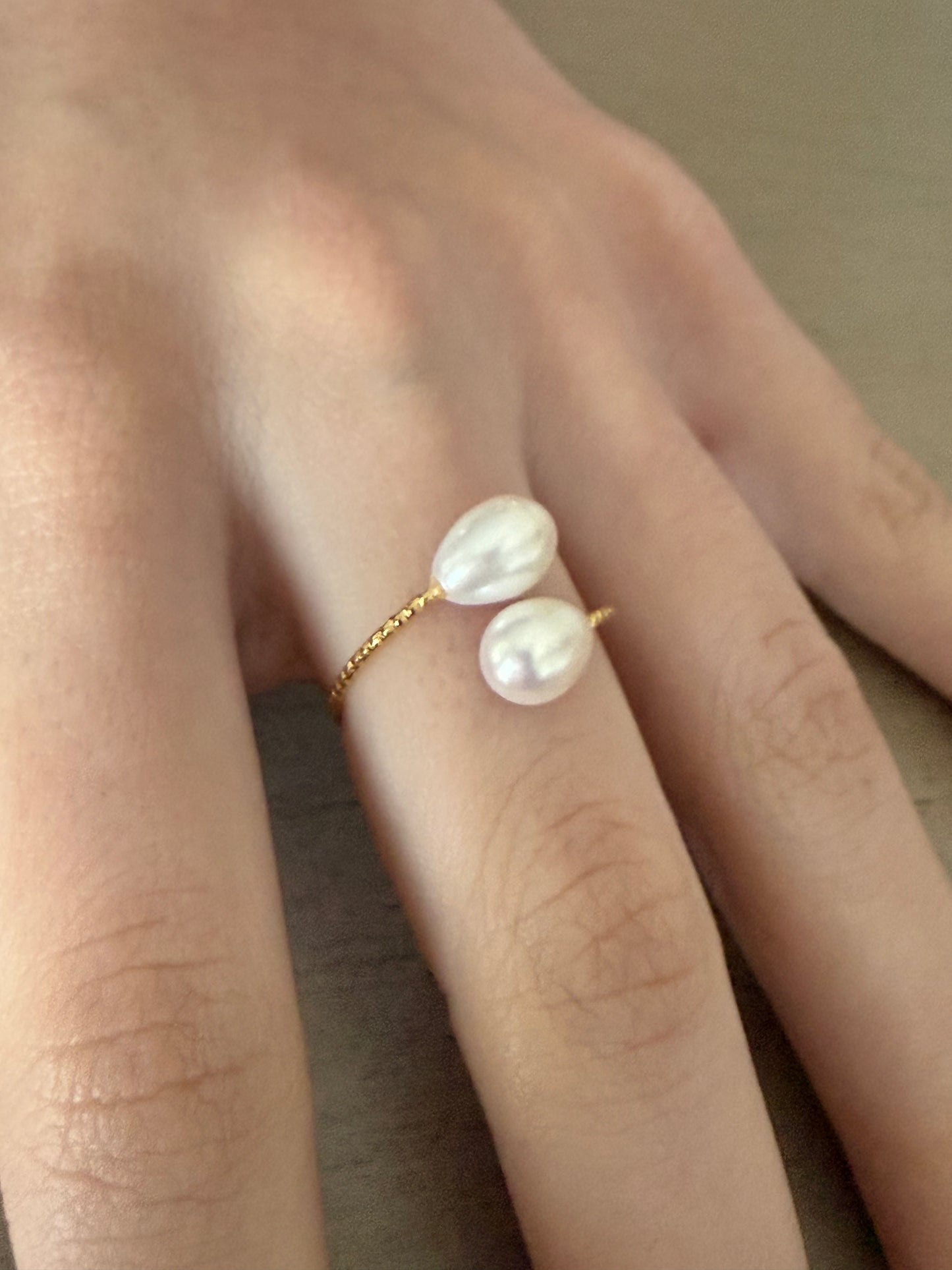 Golden  Double Pearl Ring